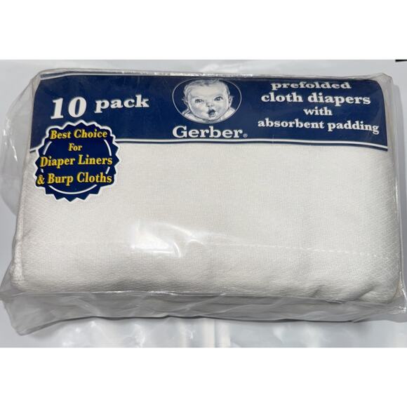 Gerber Unisex Baby Birdseye Prefold Cloth Diapers 3 Ply 10 Pack New In Package - Picture 1 of 6